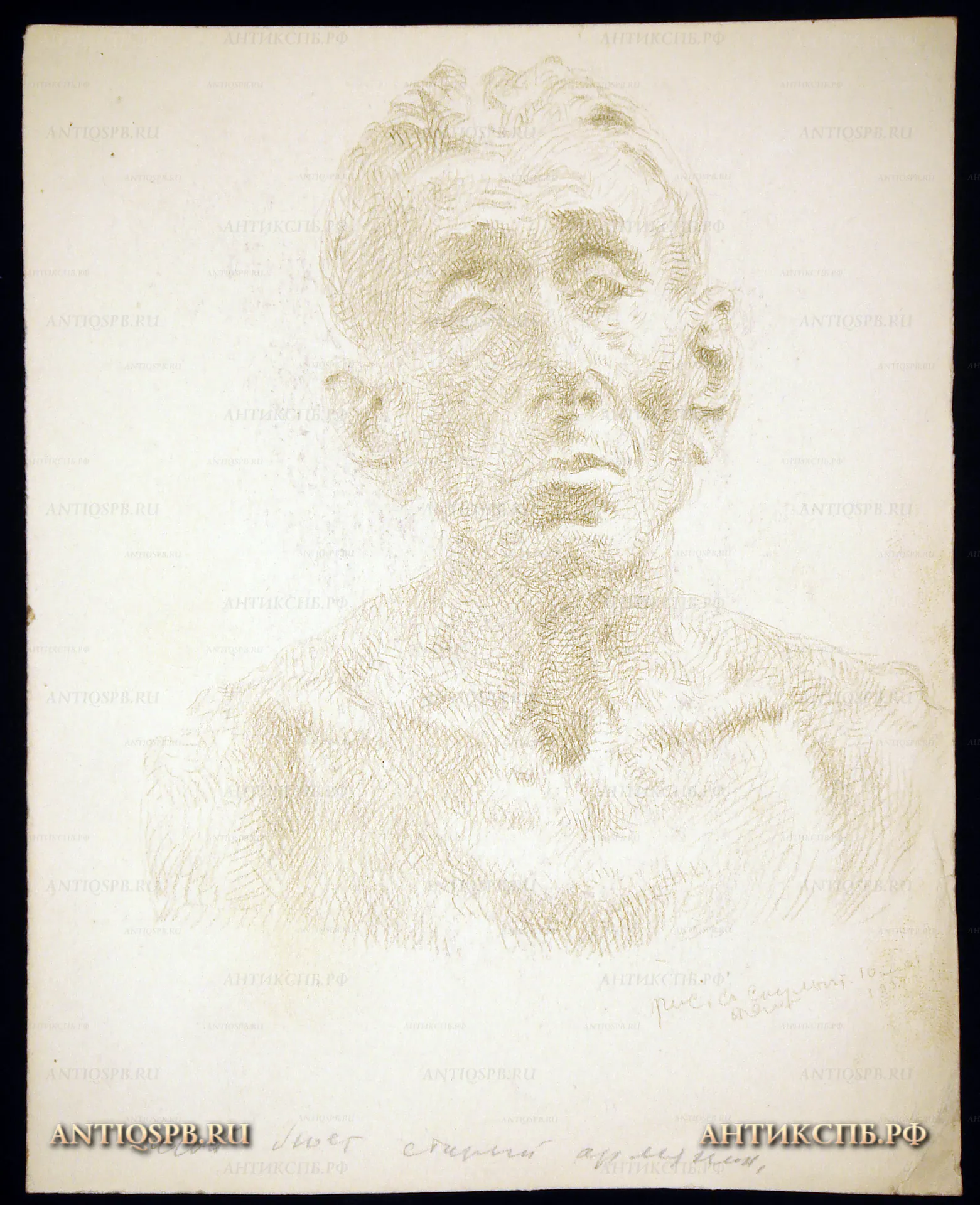 Рисунок "Старый армянин". Бумага, карандаш. Автор: Поляков Александр Иванович (1921-1998). Вт. пол. ХХ века. СССР. №25П  